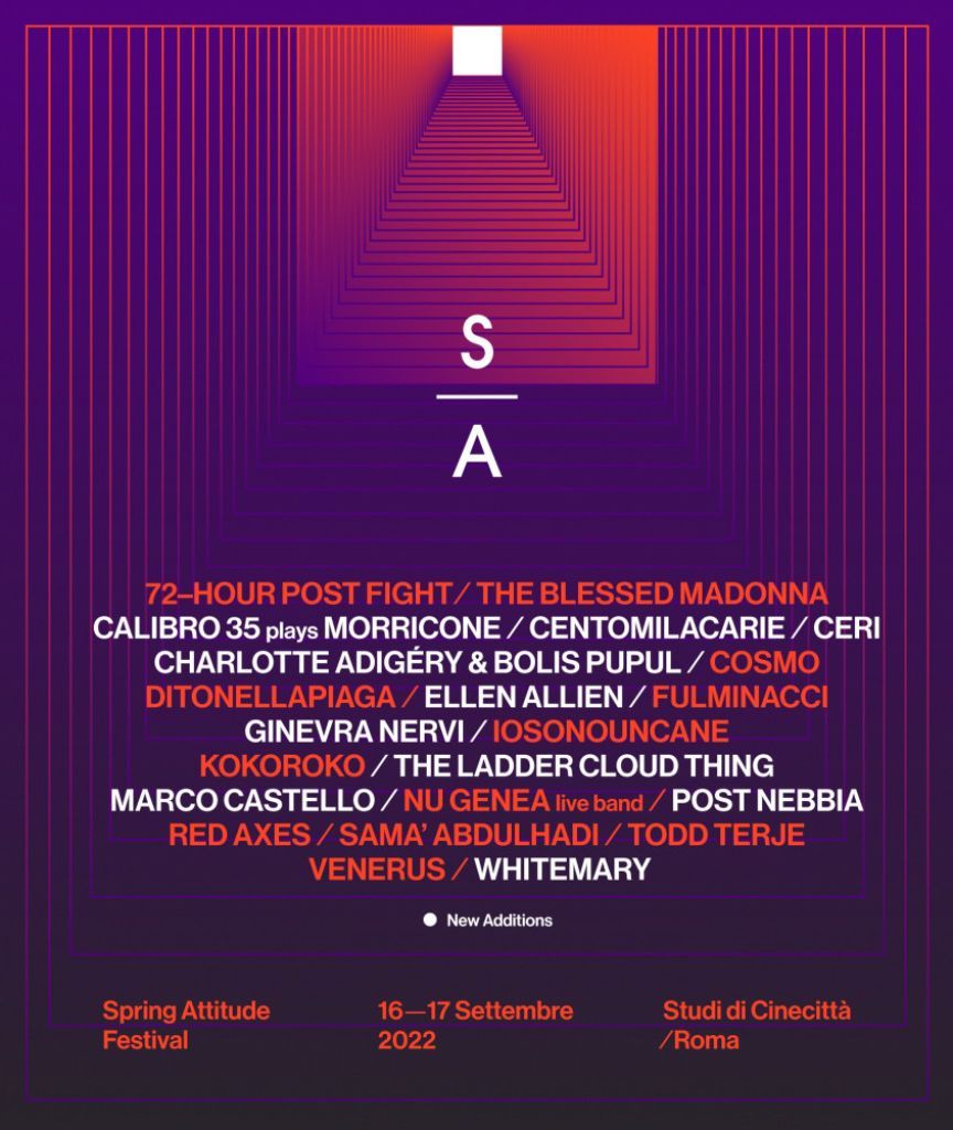 SPRING ATTITUDE: la line up completa dell'edizione 2022, il 16 e 17 settembre agli Studi di Cinecittà a Roma