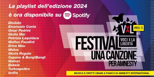 Voci per la Libertà – Una canzone per Amnesty 2024: la playlist celebra musica e diritti umani