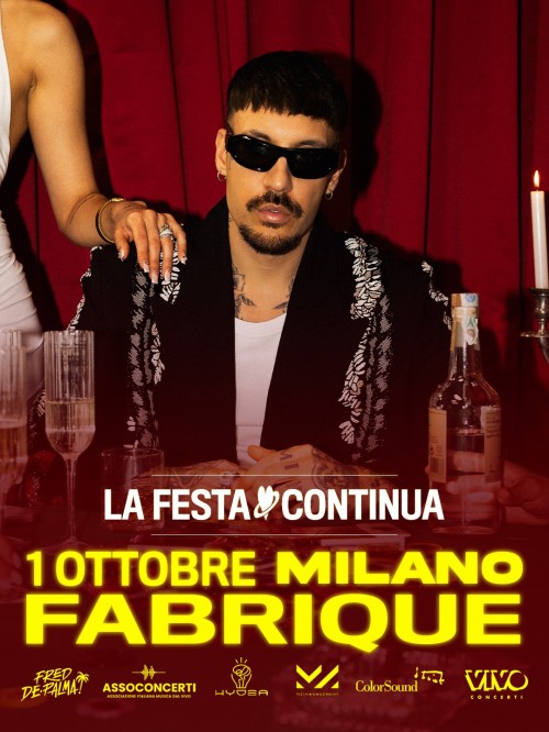 Fred De Palma porta “La Festa Continua” al Fabrique di Milano — Annunciata la data evento dell’1 ottobre 2026